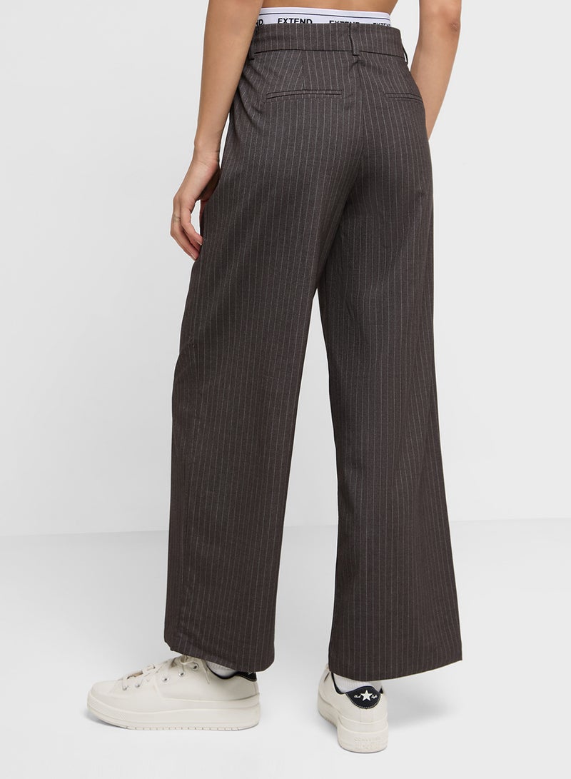 Pinstripe Wide Leg Fit Pants