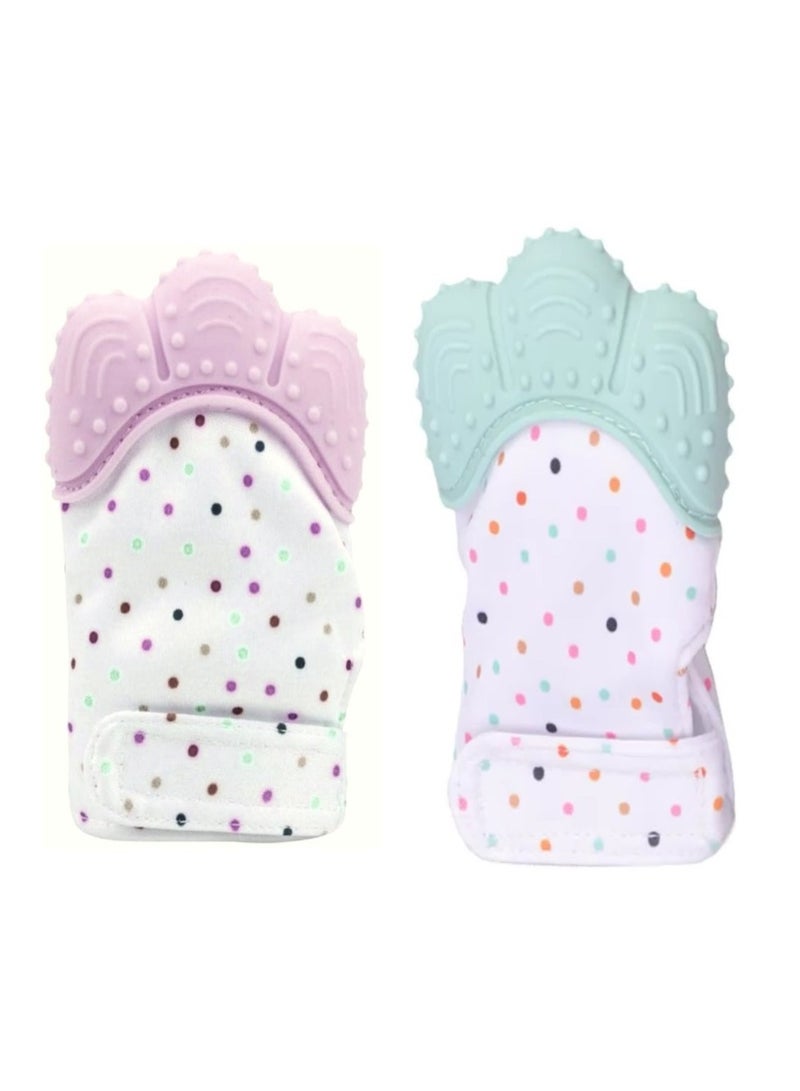 Organic 2in1 BPA Free nonslip baby mitten teether & pacifier - Pink&Mint