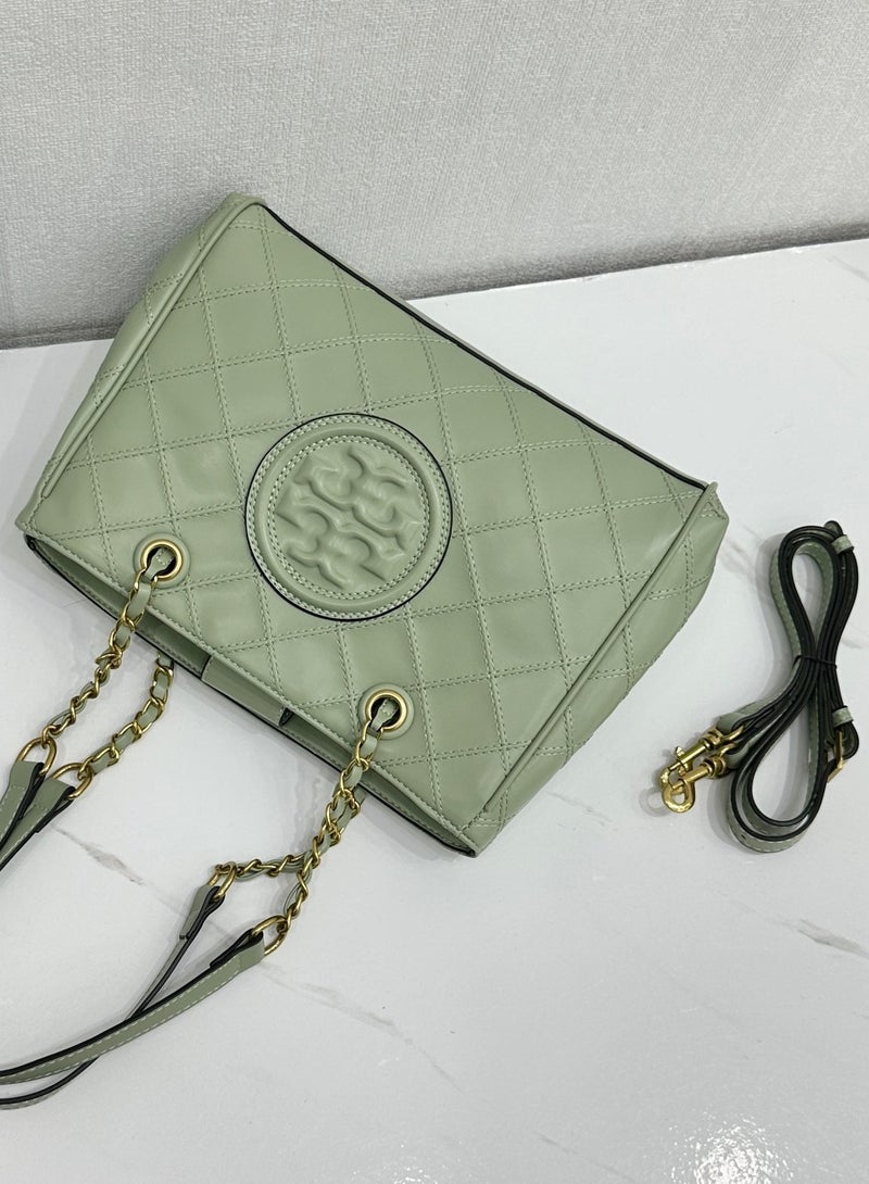 Tory Burch Solid Embossed Logo Chain Bag Shoulder Handbag