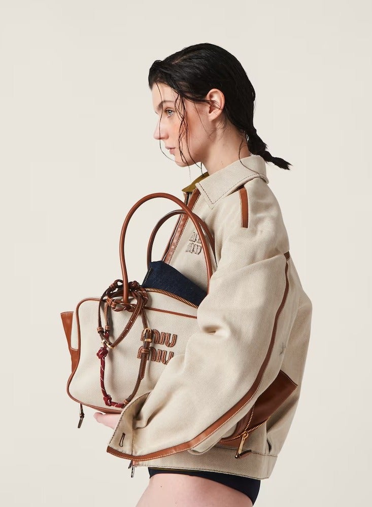 miu Canvas top-handle bag