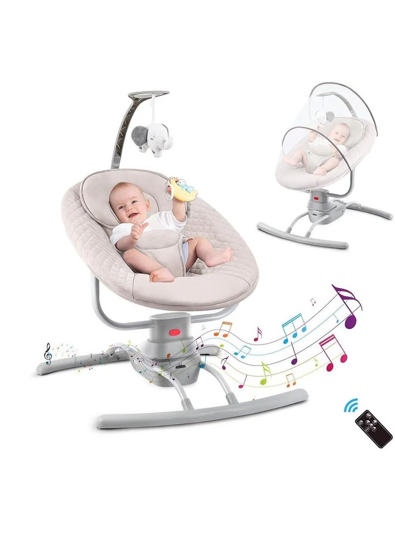 Electric baby bouncer chair baby swing chair with remote control 3 point harness 3 swing modes 8 preset lullabies soft padded newborn toddler bouncer.