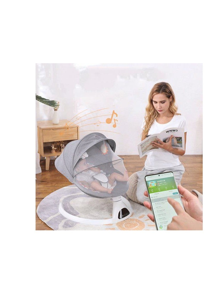 Baby Swing Electric Portable Baby Swing for Newborn Bluetooth Touch Screen Remote Control Timing Function 5 Swing Speeds Baby Rocker Chair with Music Speaker 5 Point Harness