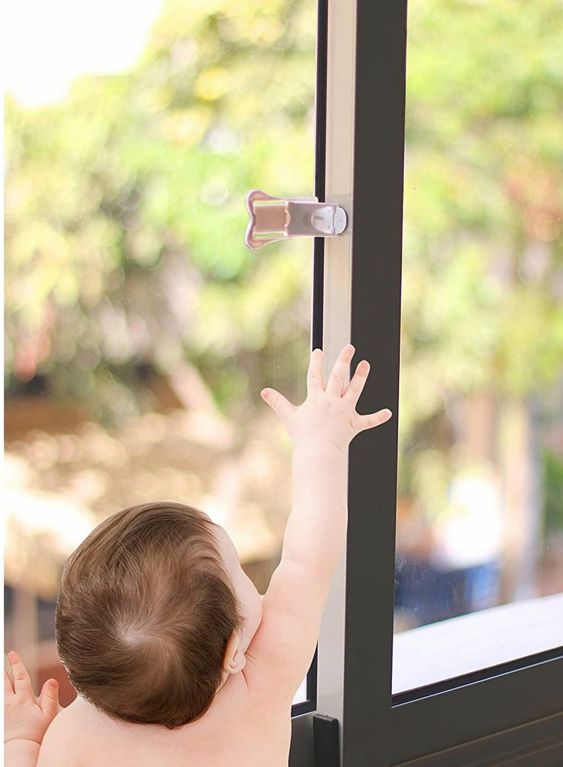 Safety Locks, Sliding Door Lock, Child Proof Locks, for All Your Home Openings, for Child Safety, 4-Pack (white)