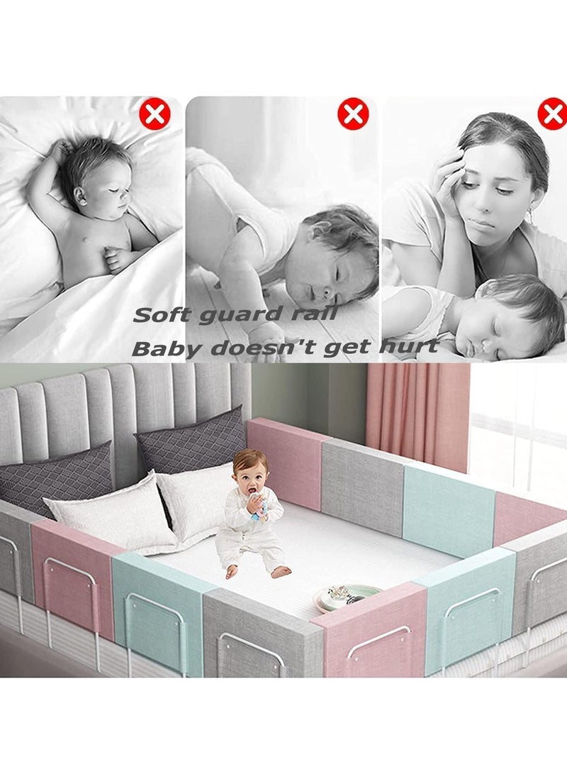 Bed rails for toddler,Bed Fence Kids Safety Bedside Guard Baby Anti-Fall Bed Rail Child Bed Soft Barrier Height Adjustable Side Protection,grey