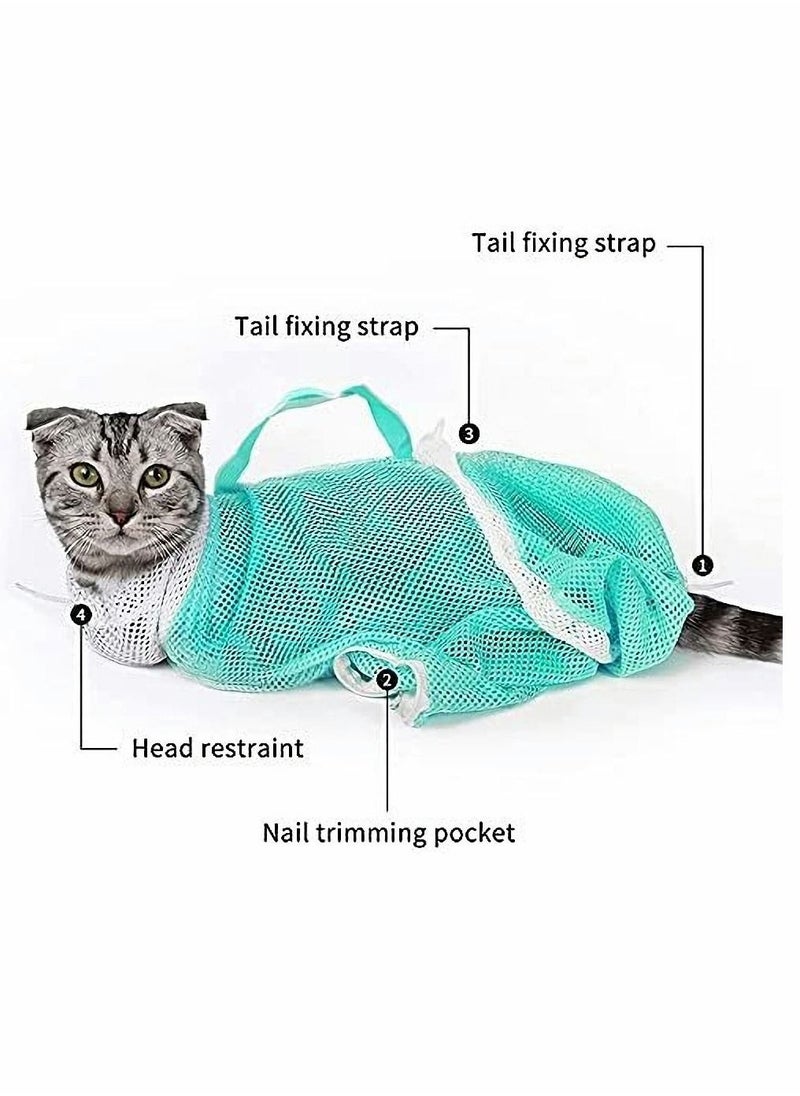 Cat Bathing Bag,Cat Shower Bag Anti-Bite Anti-Scratch,Injecting Examining Nail Trimming,Adjustable Multifunctional Breathable Restraint Cat Bag Restraint