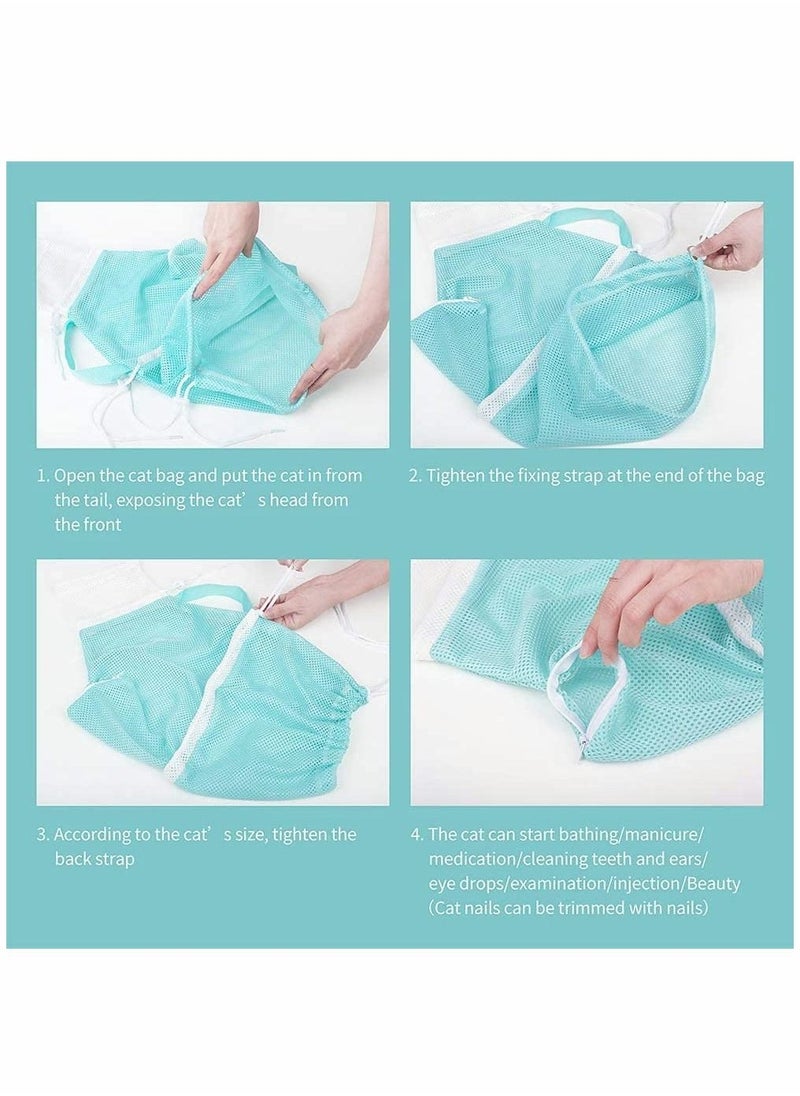 Cat Bathing Bag,Cat Shower Bag Anti-Bite Anti-Scratch,Injecting Examining Nail Trimming,Adjustable Multifunctional Breathable Restraint Cat Bag Restraint