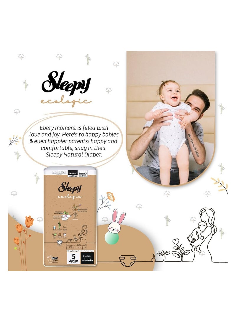 Sleepy Ecologic Size 5 40 Count (New Born) Hypoallergenic Plant-Based, Biodegradable, Sustainable Premium Taped Diapers with high absorption Organic Baby Dry Diaper 3-6 kg 100% leakproof