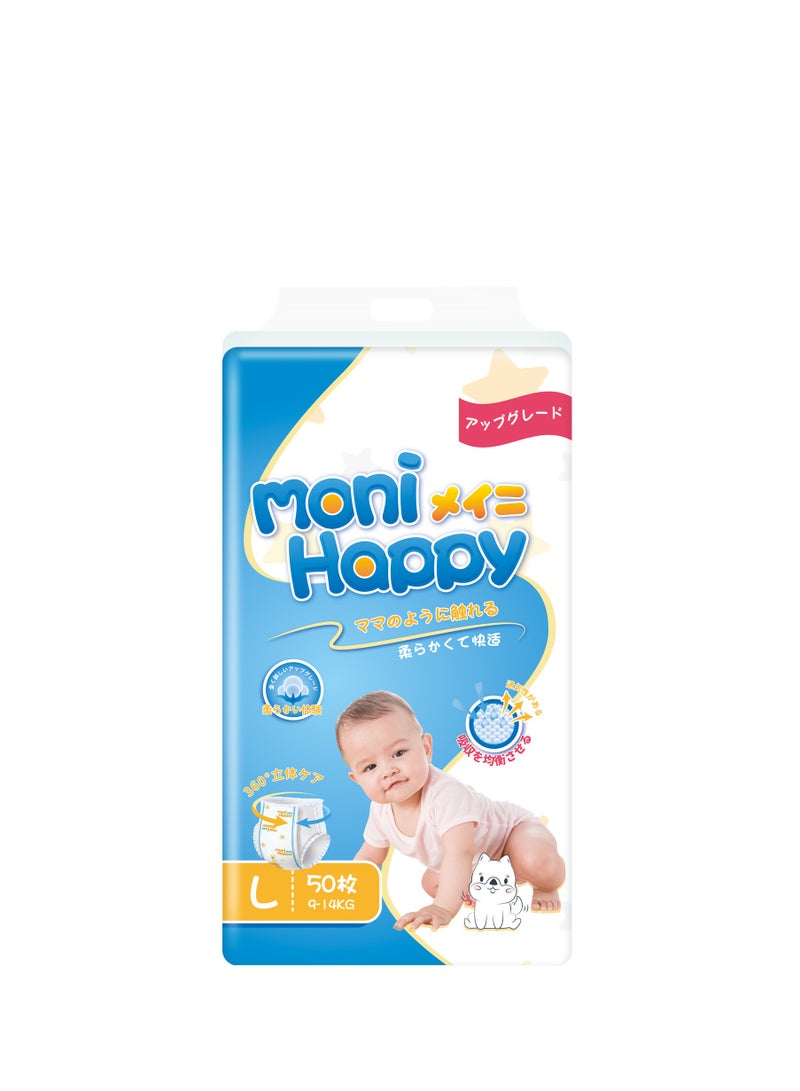 Moni Happy Diapers Daily Care Pants Style Disposable Diapers | Large Size 4 | 9-14Kg | 50 Diapers