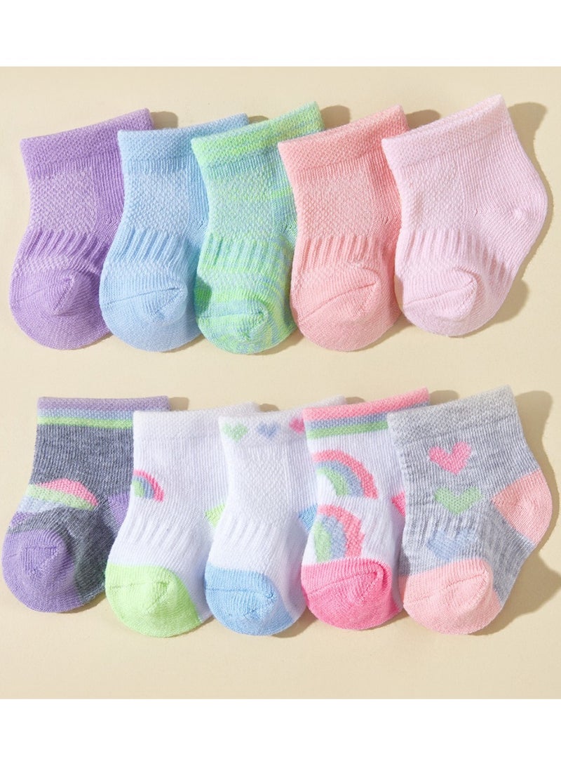 10 Pairs Of Infant And Toddler Four-Season Short Socks And Mid-Tube Socks