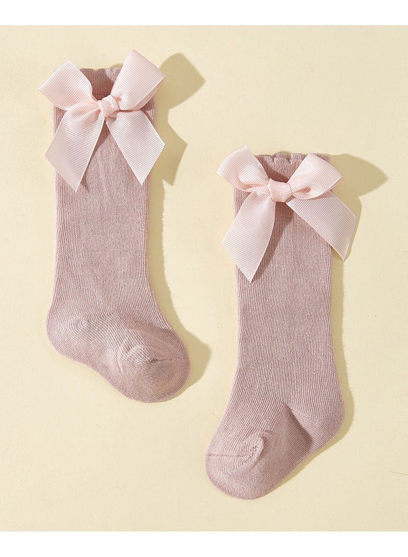 5 Pairs Of Four-Season Bow-knot Mid-tube Socks For Infants And Young Children