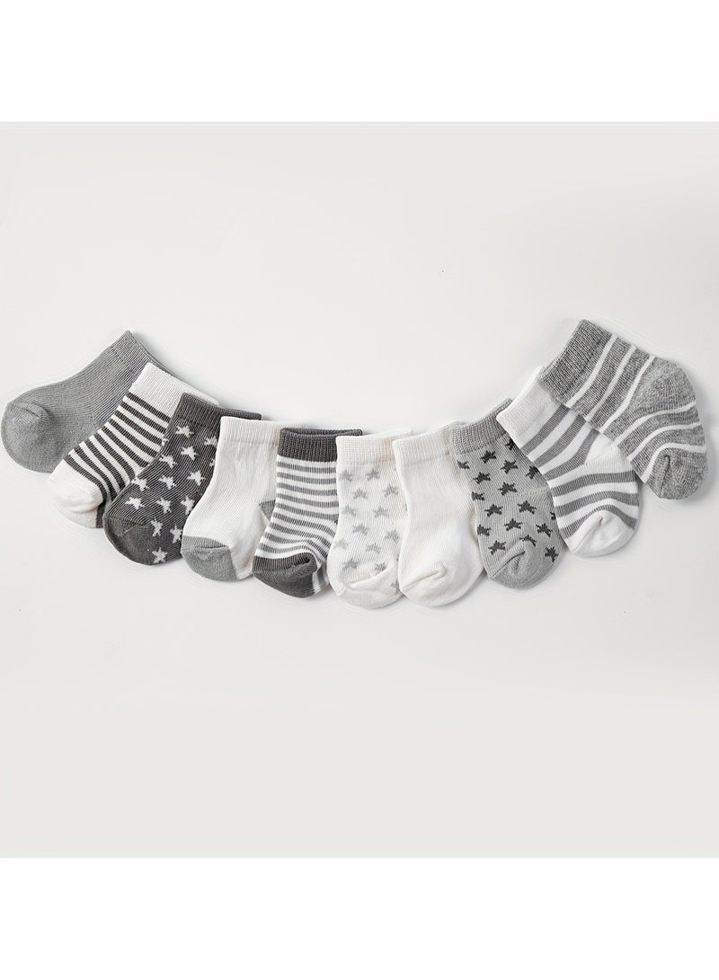 10 Pairs Of Infant And Toddler Four-Season Short Socks And Mid-Tube Socks