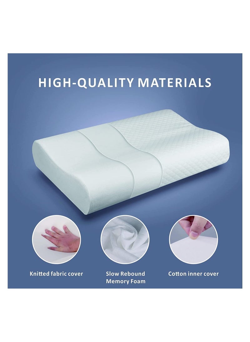 Memory Foam Pillow , Ergonomically Designed Sleeping Pillow, Strong Neck Support Contour Bed Pillow Suitable for Sleepers with Shoulder & Cervical Pain, Washable Pillow Cover