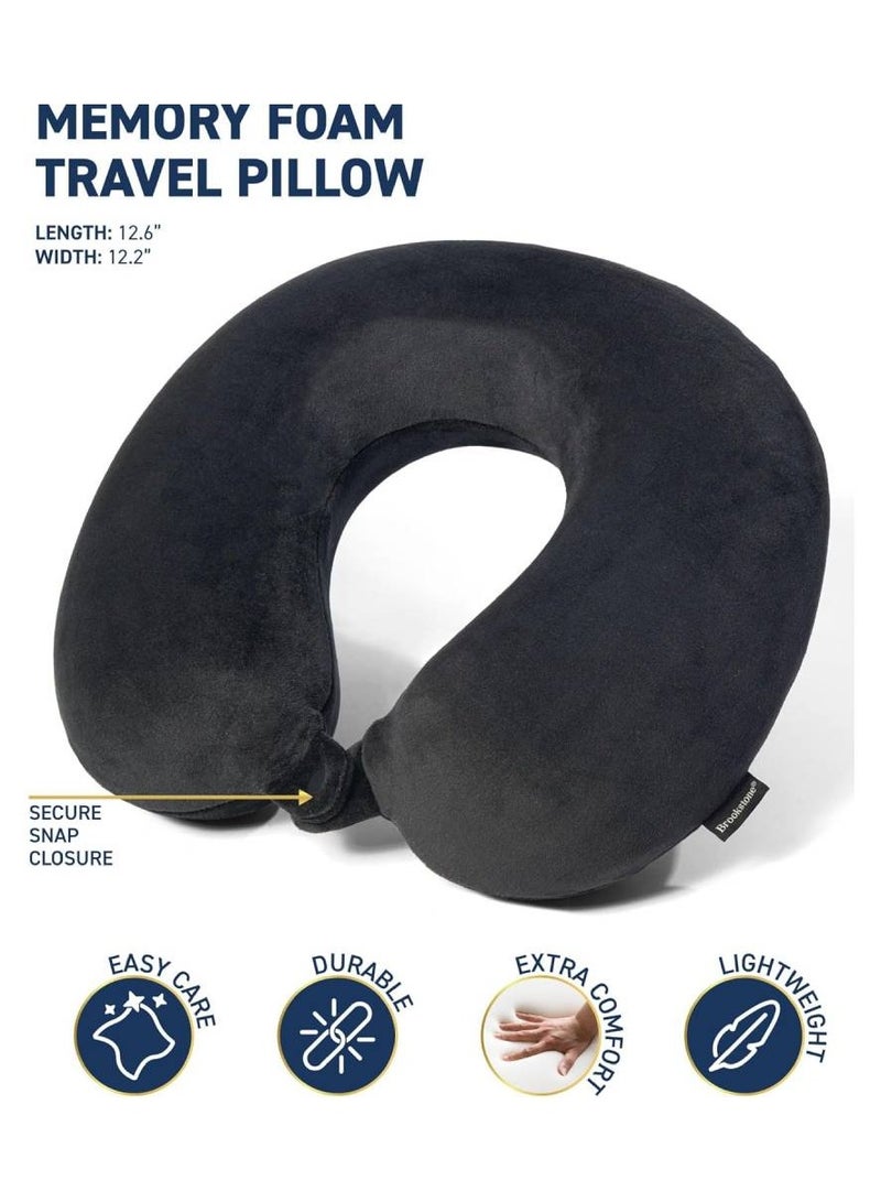 Travel Neck Pillow - Lightweight Fleece Casing Extra Comfort Memory Foam - U-Shaped Neck Pillow for Travelling, Blue