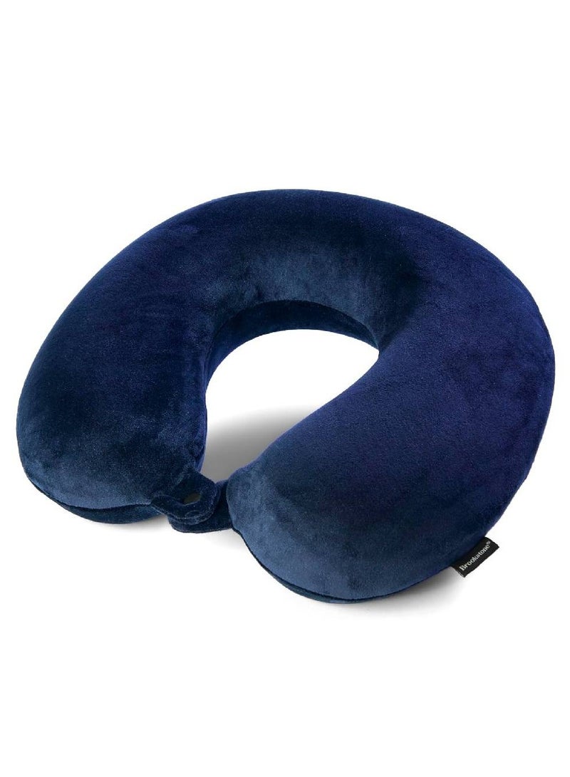 Travel Neck Pillow - Lightweight Fleece Casing Extra Comfort Memory Foam - U-Shaped Neck Pillow for Travelling, Blue