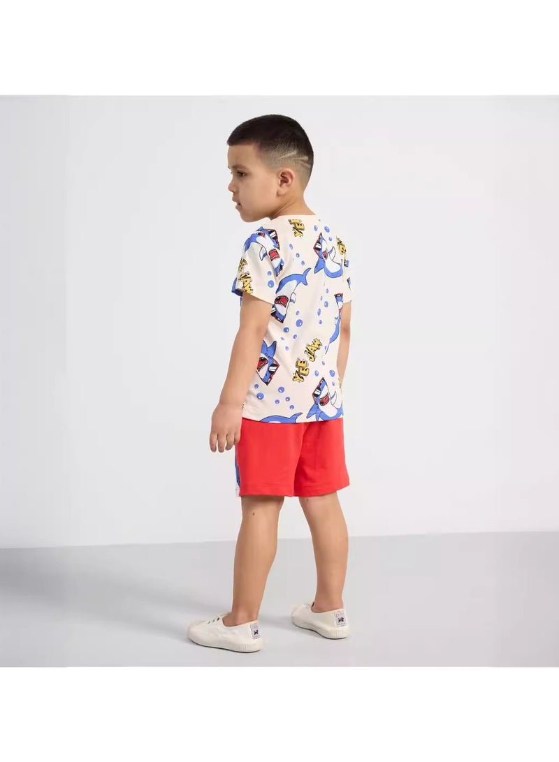 Boys Summer Short Sleeve Shorts Two-piece Set