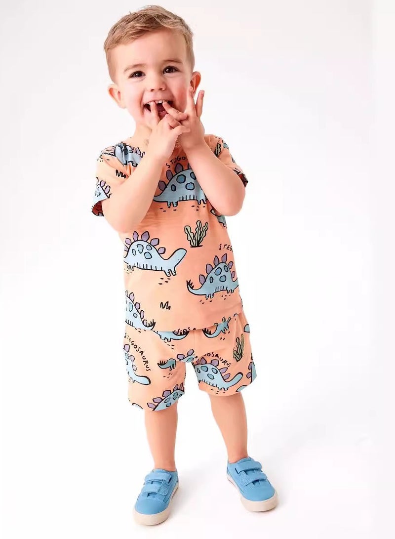 Boys Summer Short Sleeve Shorts Two-piece Set