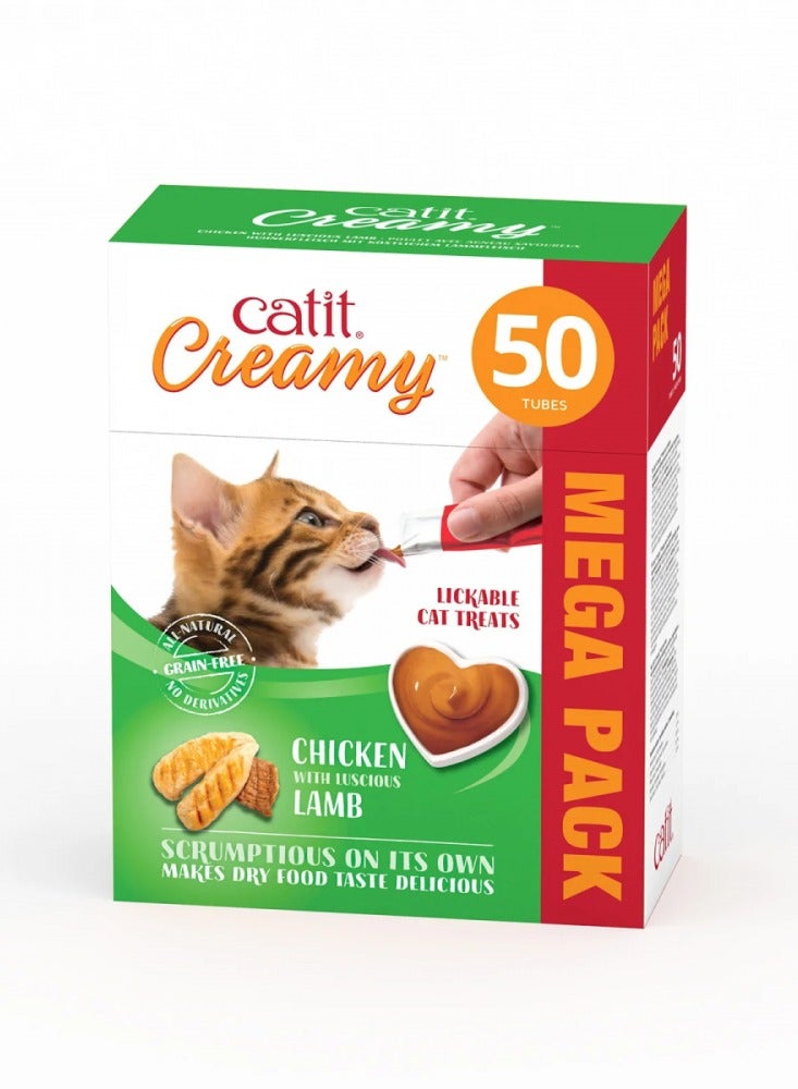 Catit Creamy Treats Mega Pack Chicken with Lamb - 50 tubes in 1 box