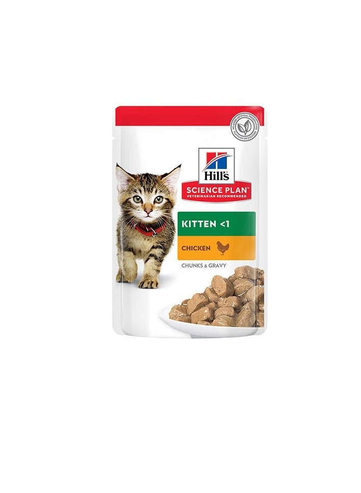 Hill's Science Plan Tender Chunks & Gravy Kitten Chicken Pouches 85g x 12