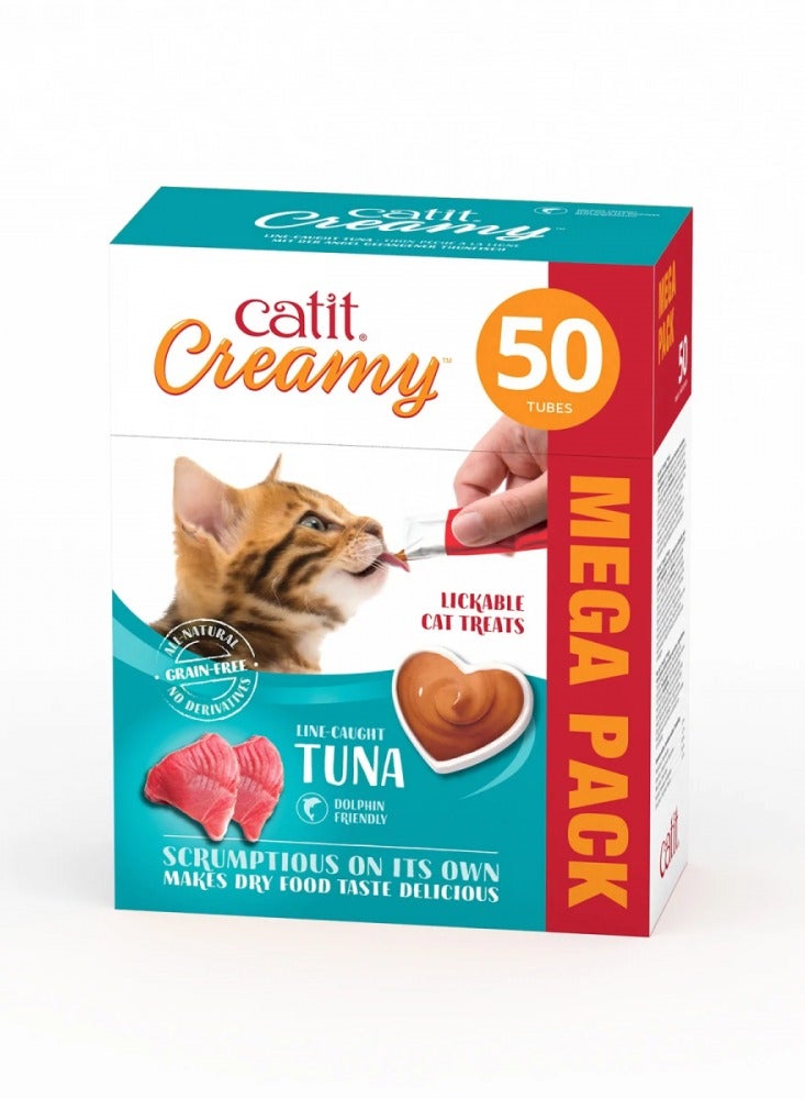 Catit Creamy Treats Mega Pack Tuna - 50 tubes in 1 box