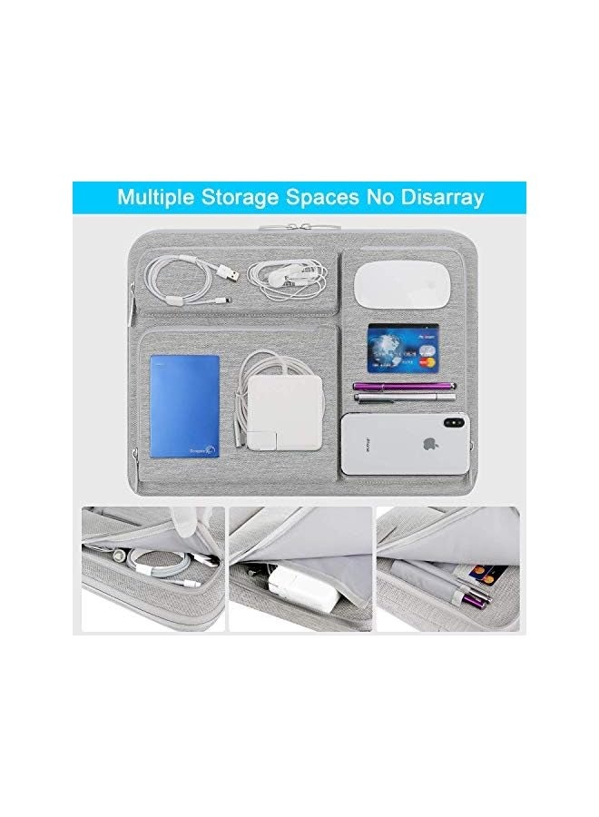 360° Protective Laptop Sleeve Case for 13 inch New MacBook Air M3 A3113 M2 A2681 M1 A2337 2024-2018 | 13 inch MacBook Pro M2/M1 A2338 A2251 | 13 inch iPad Pro M4 / iPad Air M2 Computer Bag, Gray