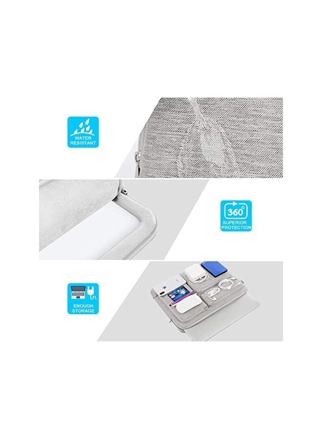 360° Protective Laptop Sleeve Case for 13 inch New MacBook Air M3 A3113 M2 A2681 M1 A2337 2024-2018 | 13 inch MacBook Pro M2/M1 A2338 A2251 | 13 inch iPad Pro M4 / iPad Air M2 Computer Bag, Gray