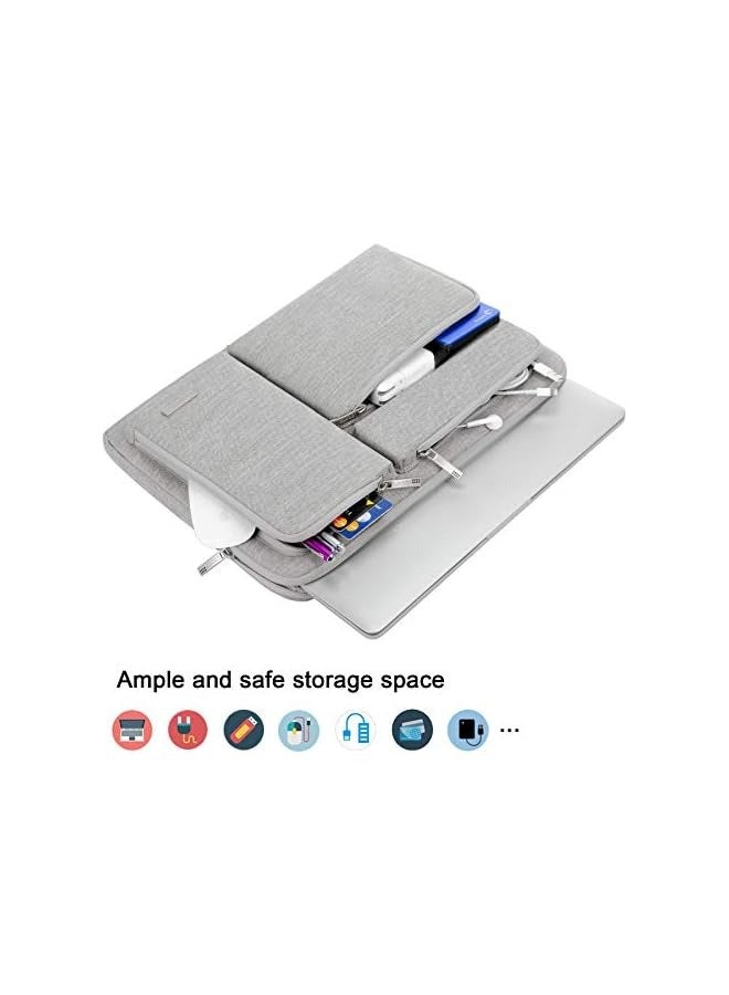 360° Protective Laptop Sleeve Case for 13 inch New MacBook Air M3 A3113 M2 A2681 M1 A2337 2024-2018 | 13 inch MacBook Pro M2/M1 A2338 A2251 | 13 inch iPad Pro M4 / iPad Air M2 Computer Bag, Gray