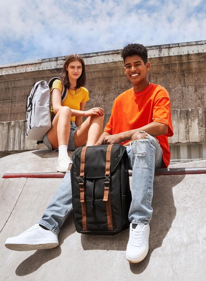 VintPack-TA1 Flap Laptop Backpack, Lightweight, Water-Resistant Travel Casual Daypack, Slim Durable Work-pack Rucksack for 13-16 Inch MacBook Laptop, Large Capacity, Eco-Friendly Backpack  17L