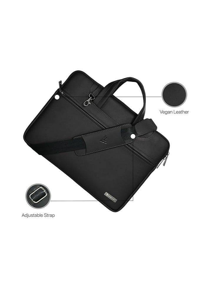 Vaku Luxos® DA ITALIANO Refined Premium Collection Leather Laptop Messenger Bag|Briefcase with Free Pouch For Hard Disk and Pendrive with Shoulder Strap Compatilbe for Macbook 14