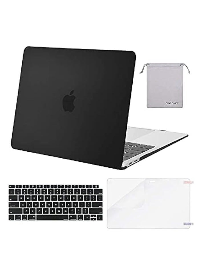 Compatible with MacBook Air 13 inch Case 2022, 2021-2018 Release A2337 M1 A2179 A1932, Plastic Hard Shell&Keyboard Cover&Screen Film&Storage Bag for MacBook Air 13.3 inch Case, Black