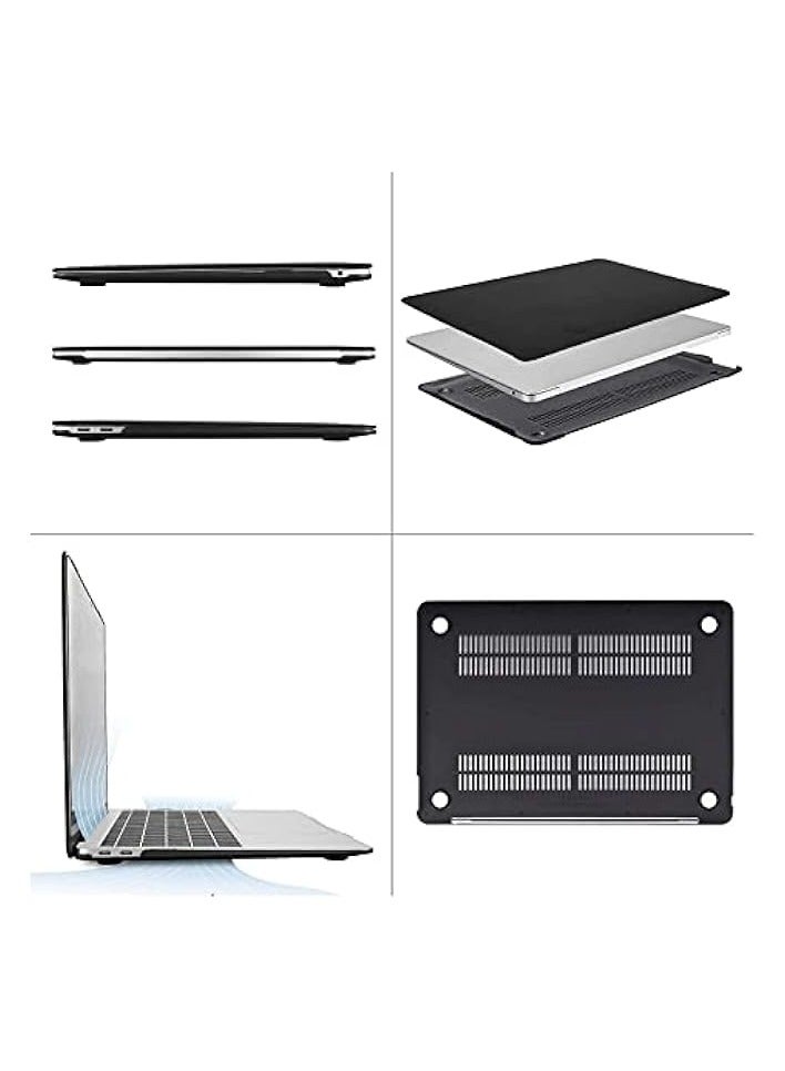 Compatible with MacBook Air 13 inch Case 2022, 2021-2018 Release A2337 M1 A2179 A1932, Plastic Hard Shell&Keyboard Cover&Screen Film&Storage Bag for MacBook Air 13.3 inch Case, Black