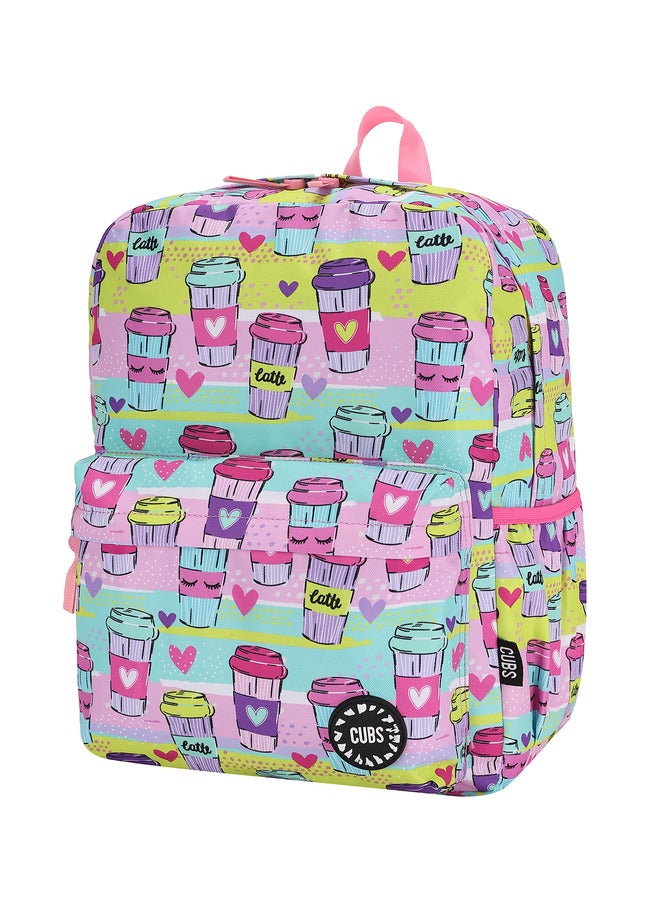 Coffee Print Waterproof Kids 28L Backpack With Zip Closure Ideal For 6-12 Years Age Group Compatible With 15 Inch Laptop