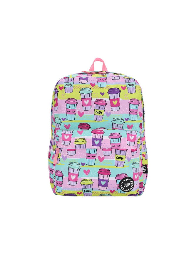Coffee Print Waterproof Kids 28L Backpack With Zip Closure Ideal For 6-12 Years Age Group Compatible With 15 Inch Laptop