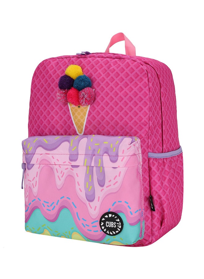 Ice Cream Print Waterproof Kids 28L Backpack With Zip Closure Ideal For 6-12 Years Girls Compatible With 15 Inch Laptop