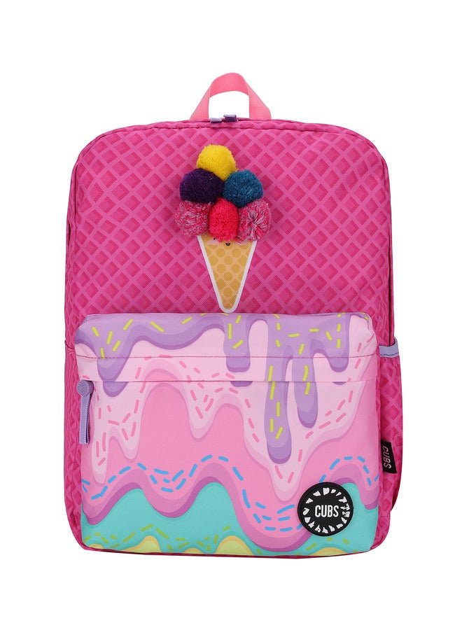 Ice Cream Print Waterproof Kids 28L Backpack With Zip Closure Ideal For 6-12 Years Girls Compatible With 15 Inch Laptop