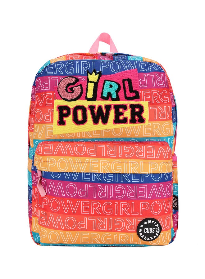 CUBS Junior Girl Power Print Waterproof Kids Backpack – 28L School Bag for Girls (Ages 6–12) | Fits 15