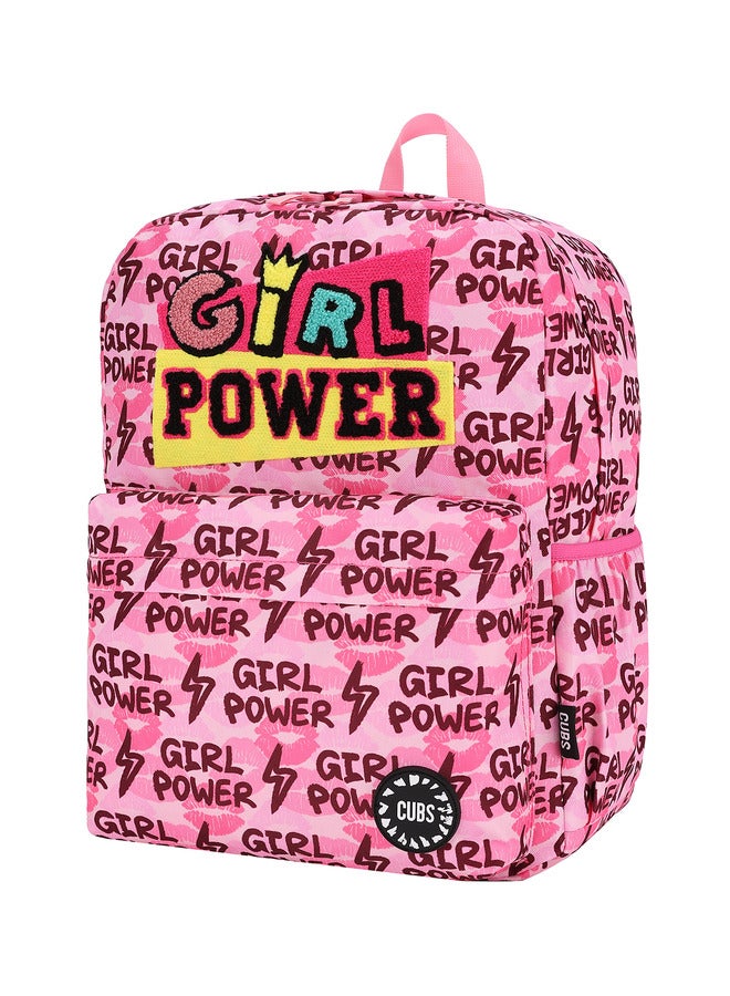 Girl Power Print Waterproof Kids 28L Backpack With Zip Closure Ideal For 6-12 Years Girls Compatible With 15 Inch Laptop