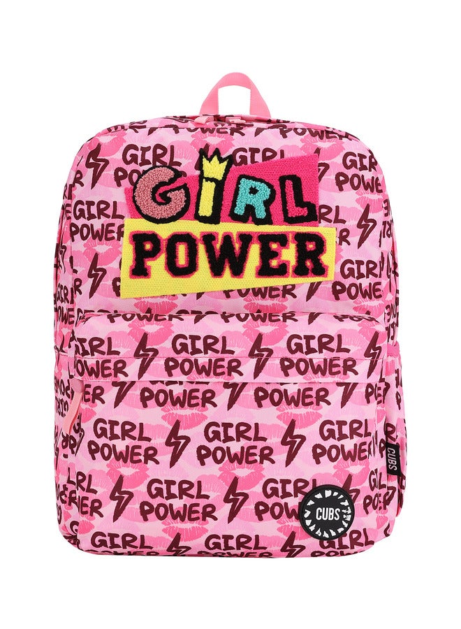 Girl Power Print Waterproof Kids 28L Backpack With Zip Closure Ideal For 6-12 Years Girls Compatible With 15 Inch Laptop