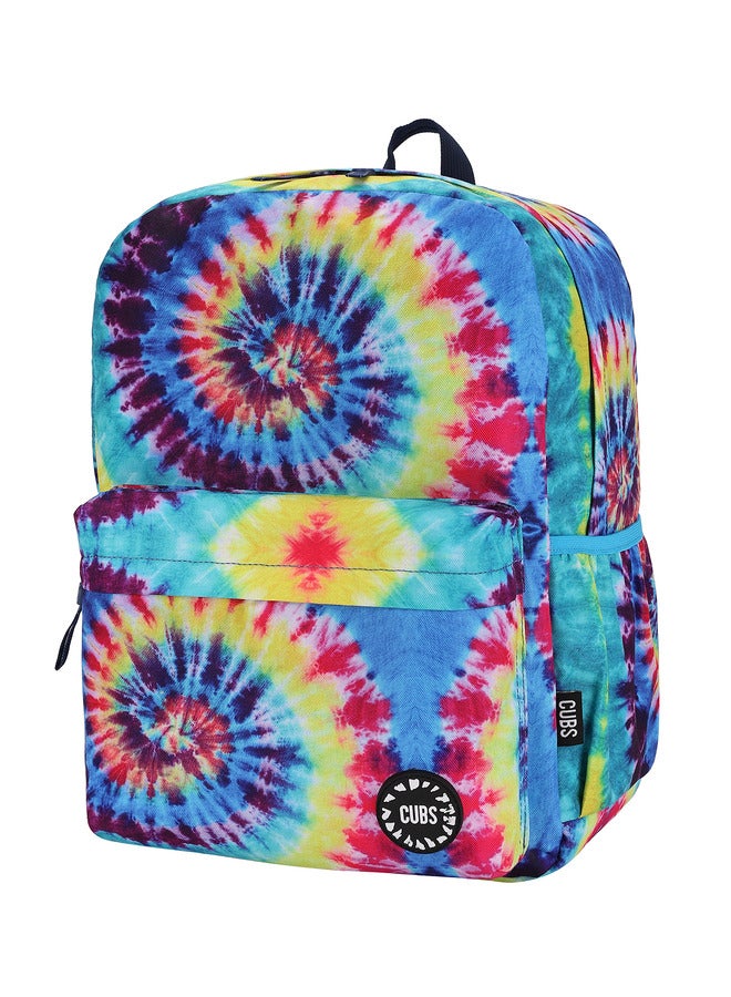 Tie Dyed Waterproof Kids 28L Backpack With Zip Closure Ideal For 6-12 Years Age Group Compatible With 15 Inch Laptop