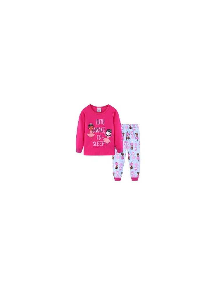 Girls' Long-Sleeved And Long-Pants Home Wear Set Pink Two-Piece Set