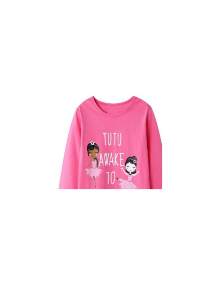 Girls' Long-Sleeved And Long-Pants Home Wear Set Pink Two-Piece Set