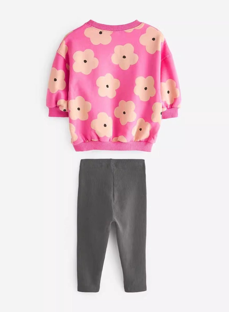 Girls' Long-Sleeved Trousers And Sweatshirt SuitTwo-Piece Set