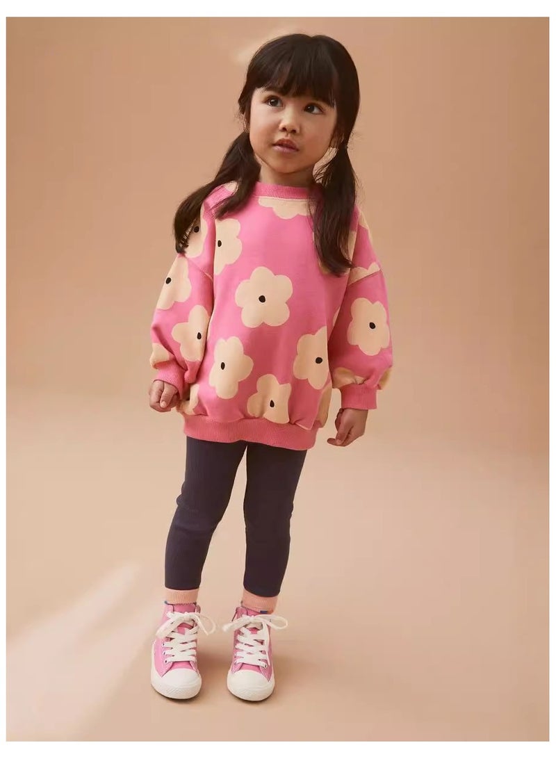 Girls' Long-Sleeved Trousers And Sweatshirt SuitTwo-Piece Set