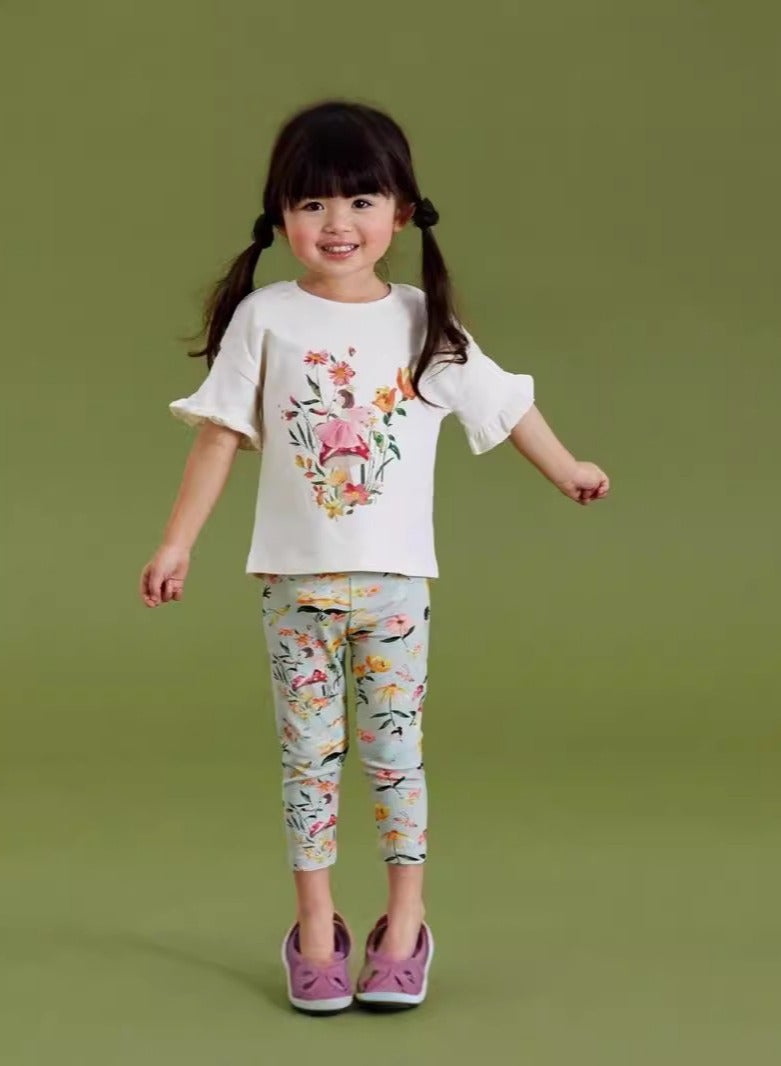 Girls Summer Short Sleeve Long Pants Two-piece Set