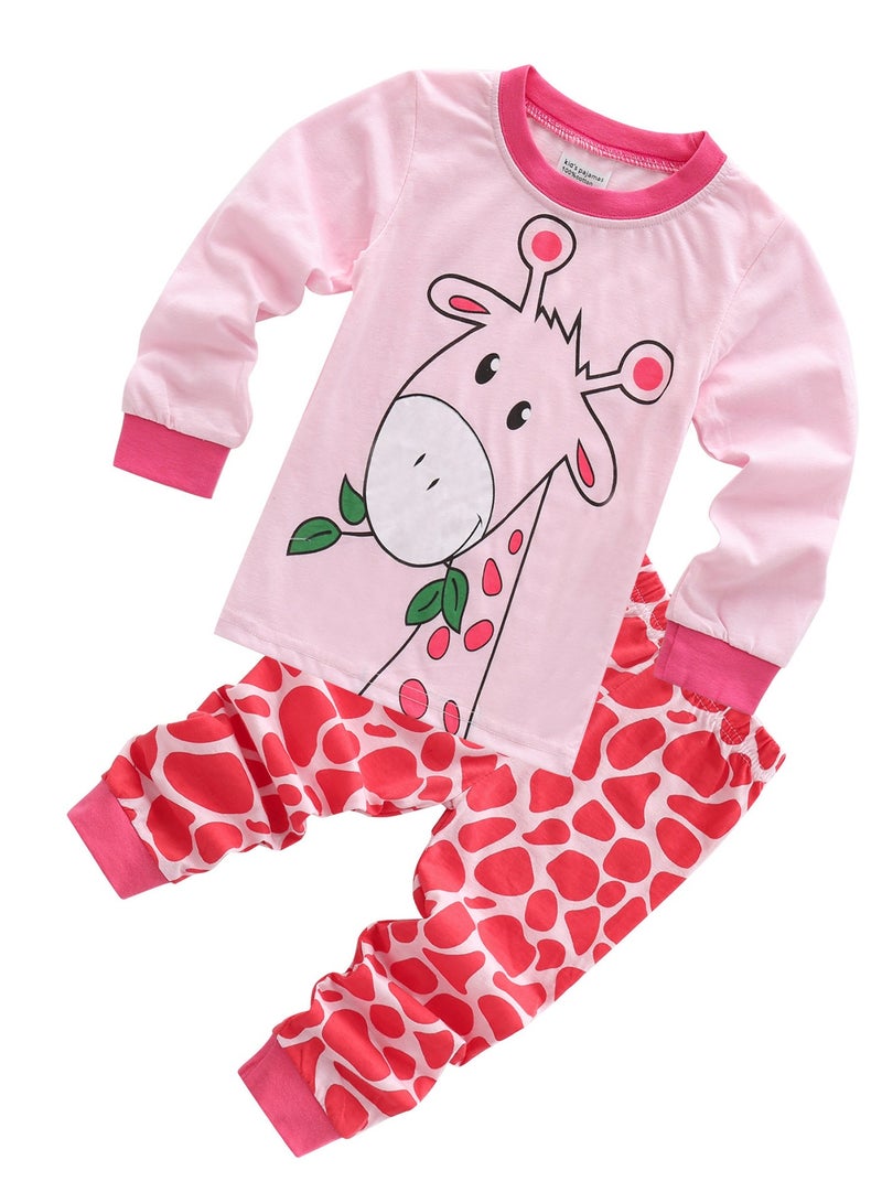 Girls' Long-Sleeved And Long-Pants Home Wear Set Pink Two-Piece Set