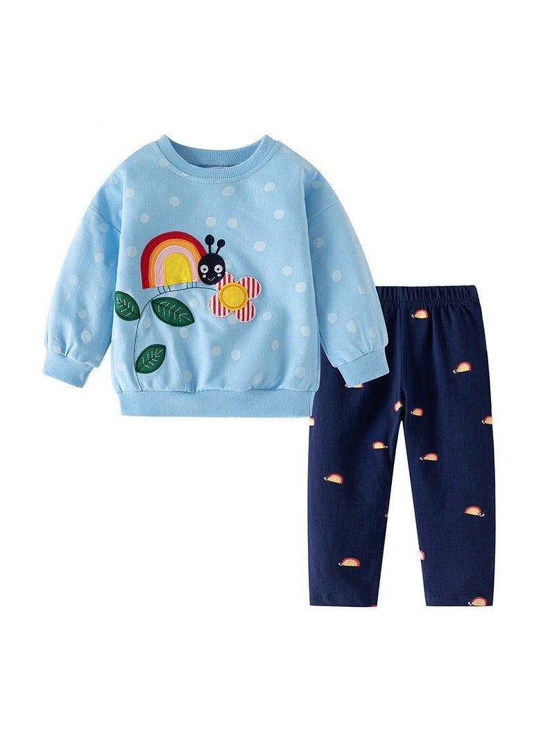 Girls' Long-Sleeved Trousers And Sweatshirt SuitTwo-Piece Set