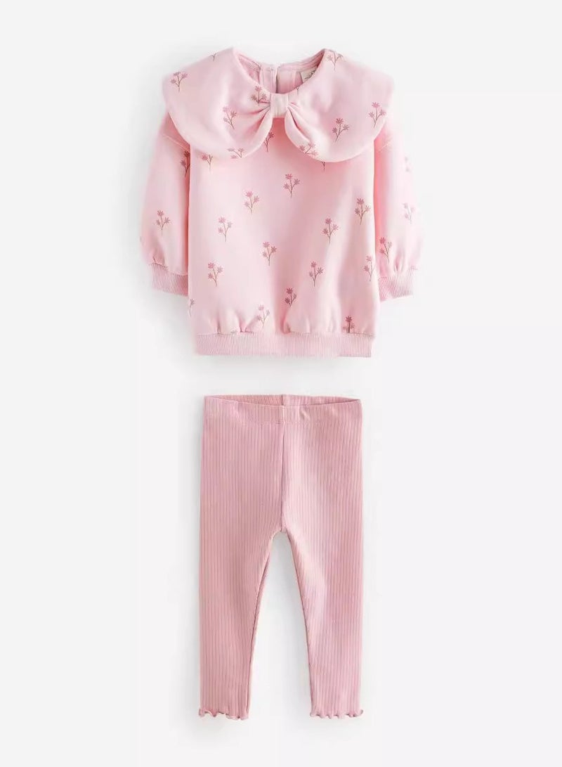 Girls' Long-Sleeved Trousers And Sweatshirt SuitTwo-Piece Set