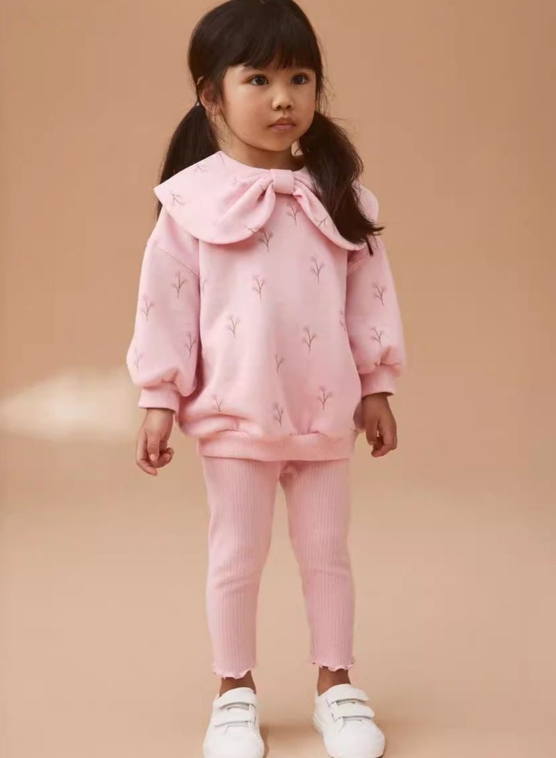 Girls' Long-Sleeved Trousers And Sweatshirt SuitTwo-Piece Set