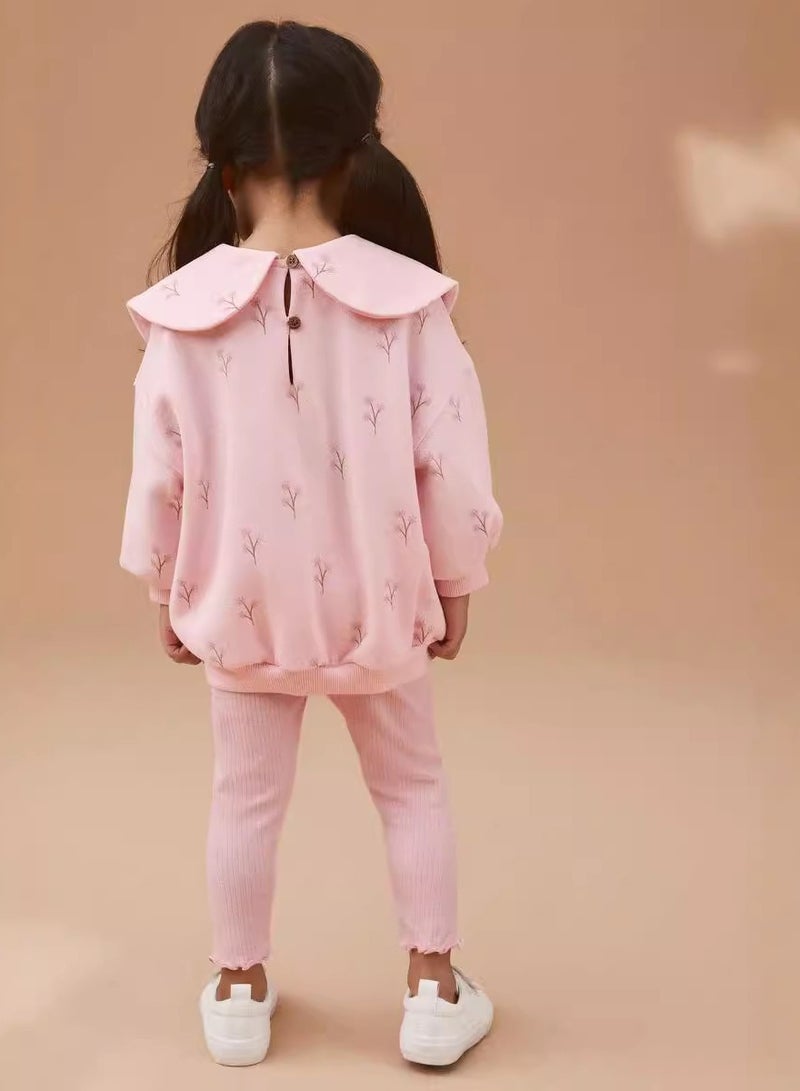 Girls' Long-Sleeved Trousers And Sweatshirt SuitTwo-Piece Set