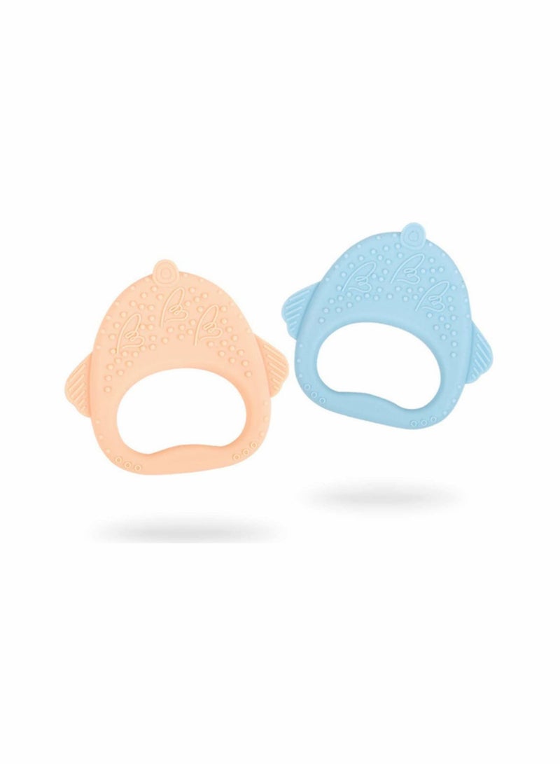 2 Pack Silicone Baby Teething Toys Organic Teether Soft Safe Chewable Baby Teethers Pain Relief Toy BPA Free for Natural Brain Development for Little Boy and Girl