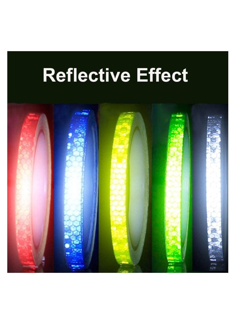 Reflective Tapes 5 Colors, Safety Reflective Warning Stickers, Self-Adhesive DIY Rim Outdoor Lighting Sticker Waterproof Reflective Adhesive Tape Stripe, for Bike, Motorcycle, Car, Bicycle Decoration